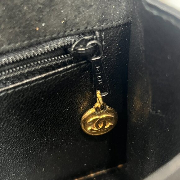 CHANEL Black Suede '96-'97 Gold Turn-Lock Mini Chain Strap Crossbody - Picture 9 of 11